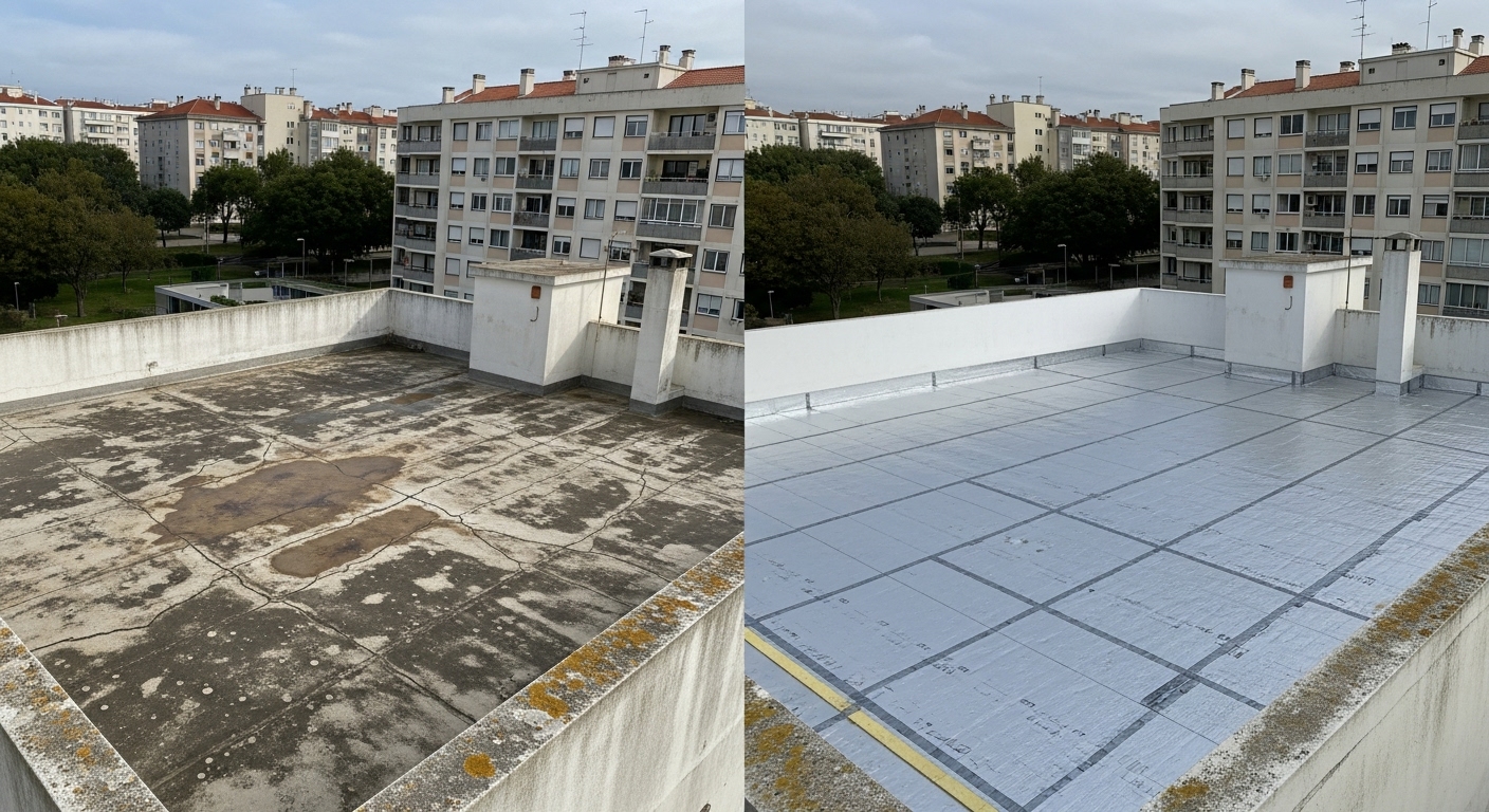 Terraço Impermeabilizado Lisboa - Antes/Depois - Alvalade